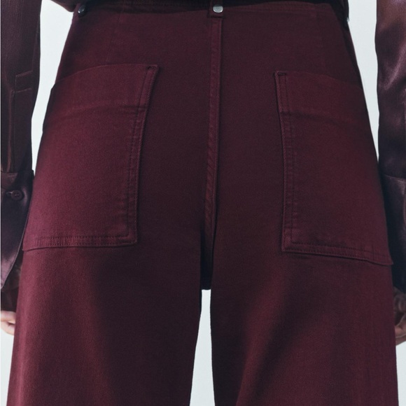 Zara Burgundy Wide Leg Pants - Picture 5 of 12